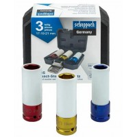 Smūginių ilgų galvučių komplektas 1/2" 17-19-21mm